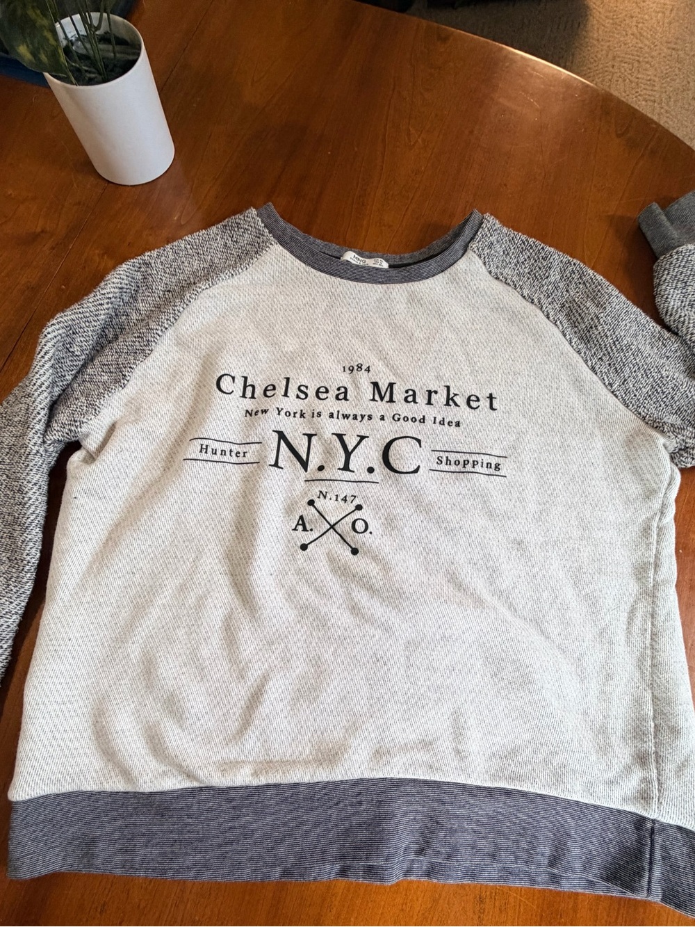 NYC Women's Raglan Sweatshirt - Gray/Cream